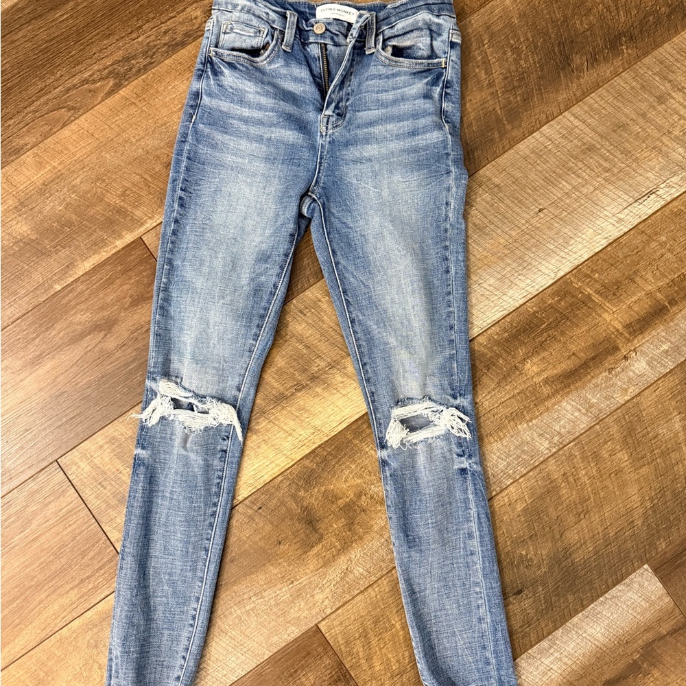 Flying Monkey Light Blue Distressed Skinny Jeans